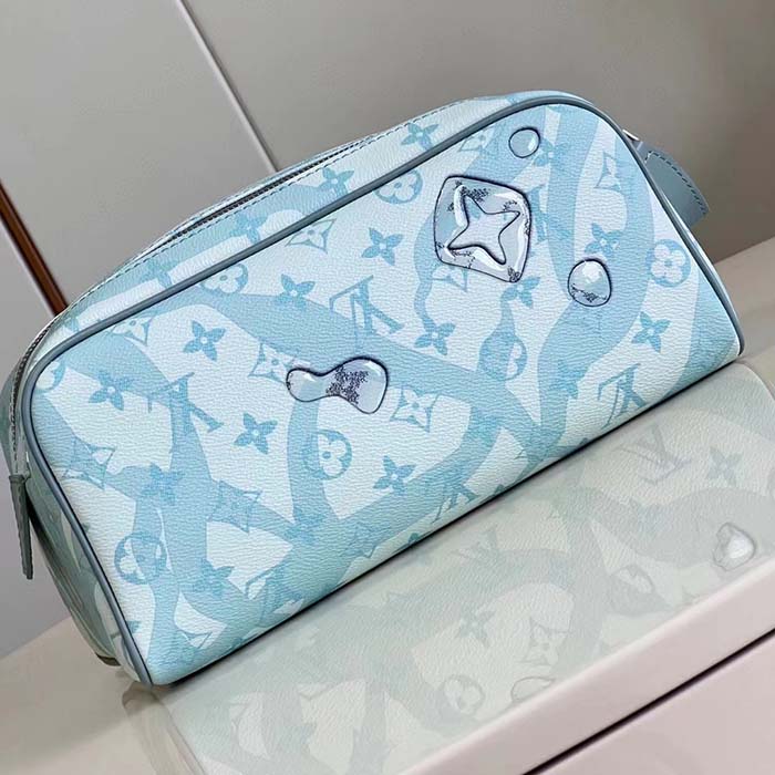 Louis Vuitton LV Unisex Dopp Kit Crystal Blue Monogram Aquagarden Coated Canvas