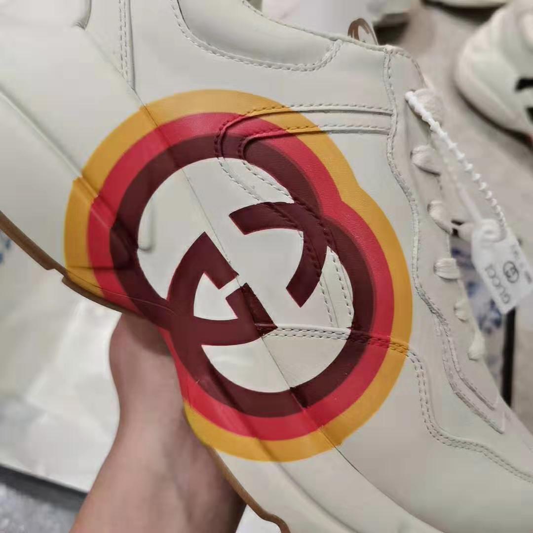 Gucci Women Rhyton Sneaker with Interlocking G and Heart in 4.6 cm Height-Beige