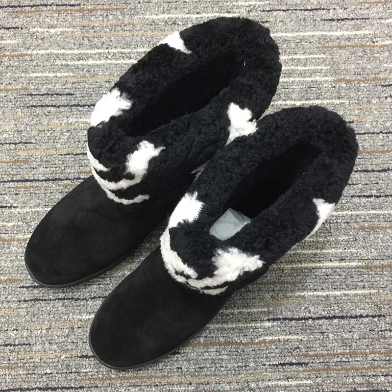 Louis Vuitton LV Women Snowdrop Flat Ankle Boot Black Suede Calf Leather Shearling Wool