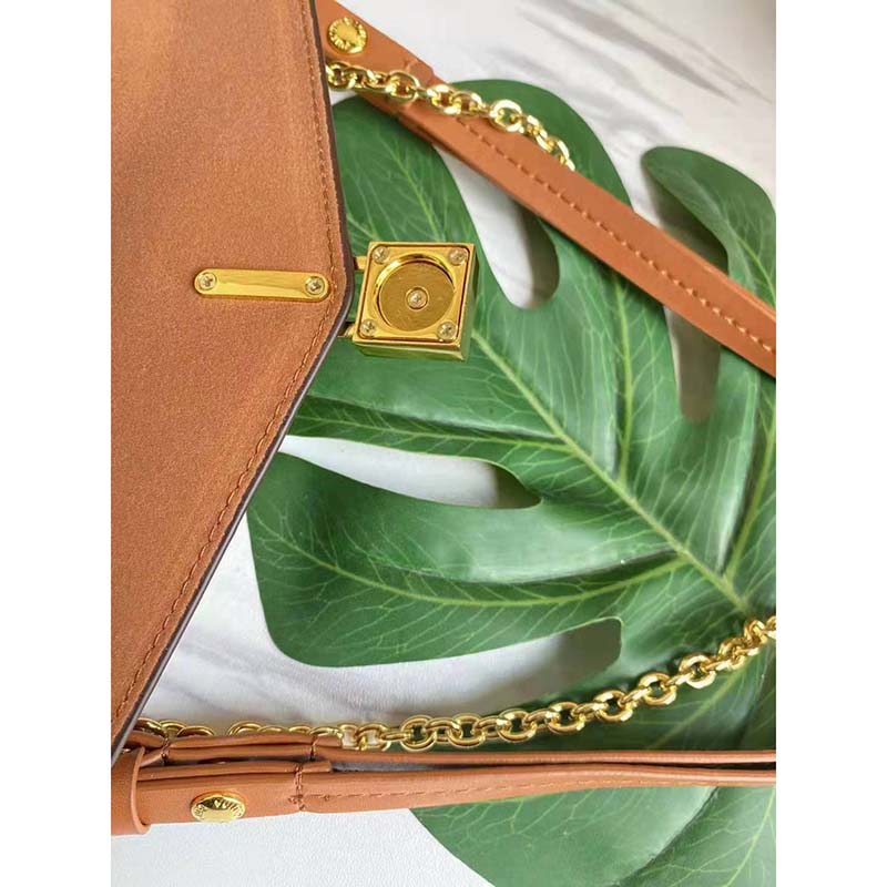 Louis Vuitton LV Women Padlock On Strap Bag Caramel Monogram Coated Canvas Cowhide Leather
