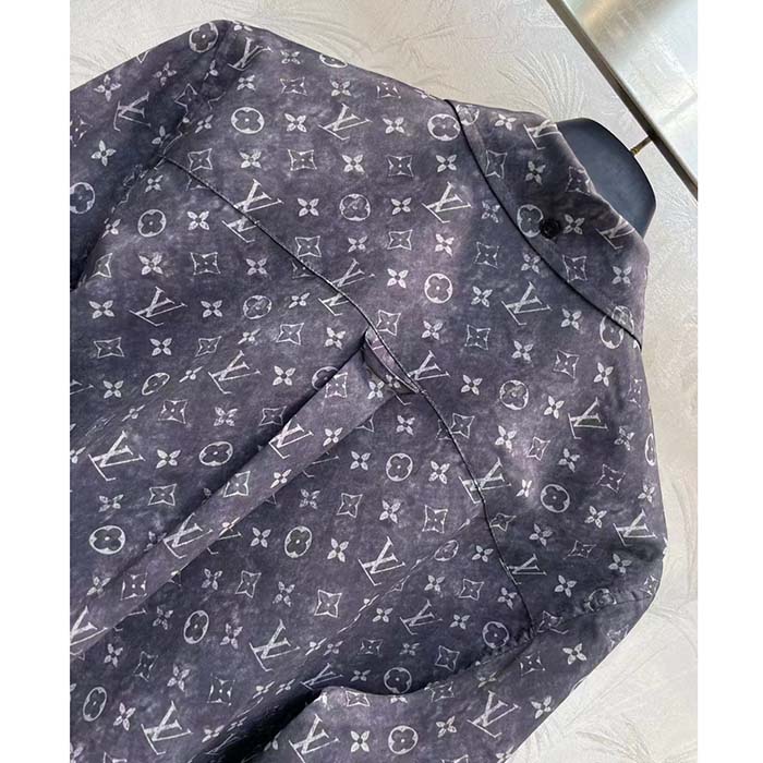 Louis Vuitton Women LV Monogram Cloud Shirt Silk Dark Grey Regular Fit