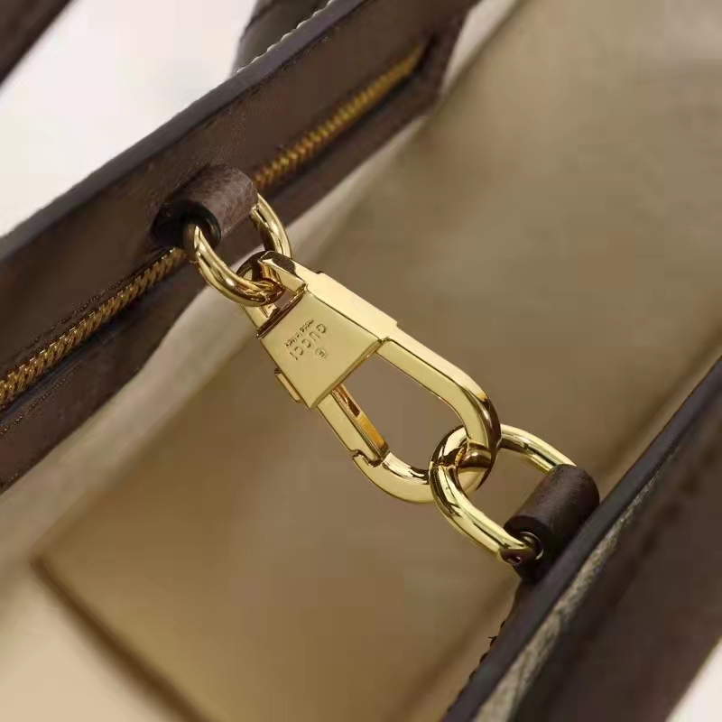 Gucci Unisex Medium Tote Geometric Print Beige Ebony GG Supreme Canvas