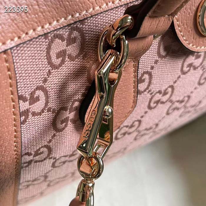 Gucci Women Ophidia GG Small Tote Bag Pink GG Canvas Leather Rose Gold Hardware