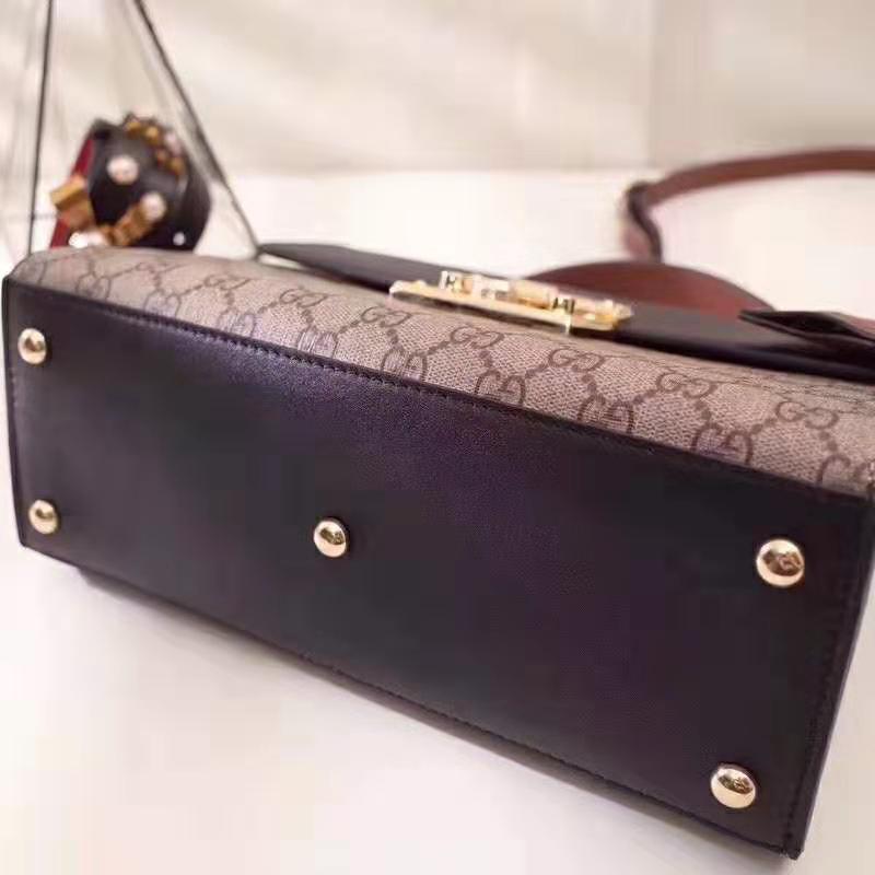 Gucci GG Women GG Padlock Small GG Top Handle Bag in Beige GG Supreme Canvas