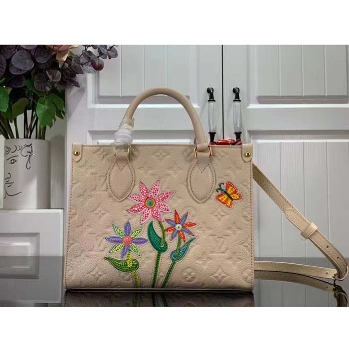 Louis Vuitton Women LV x YK OnTheGo Mini White Embossed Grained Monogram Cowhide Leather