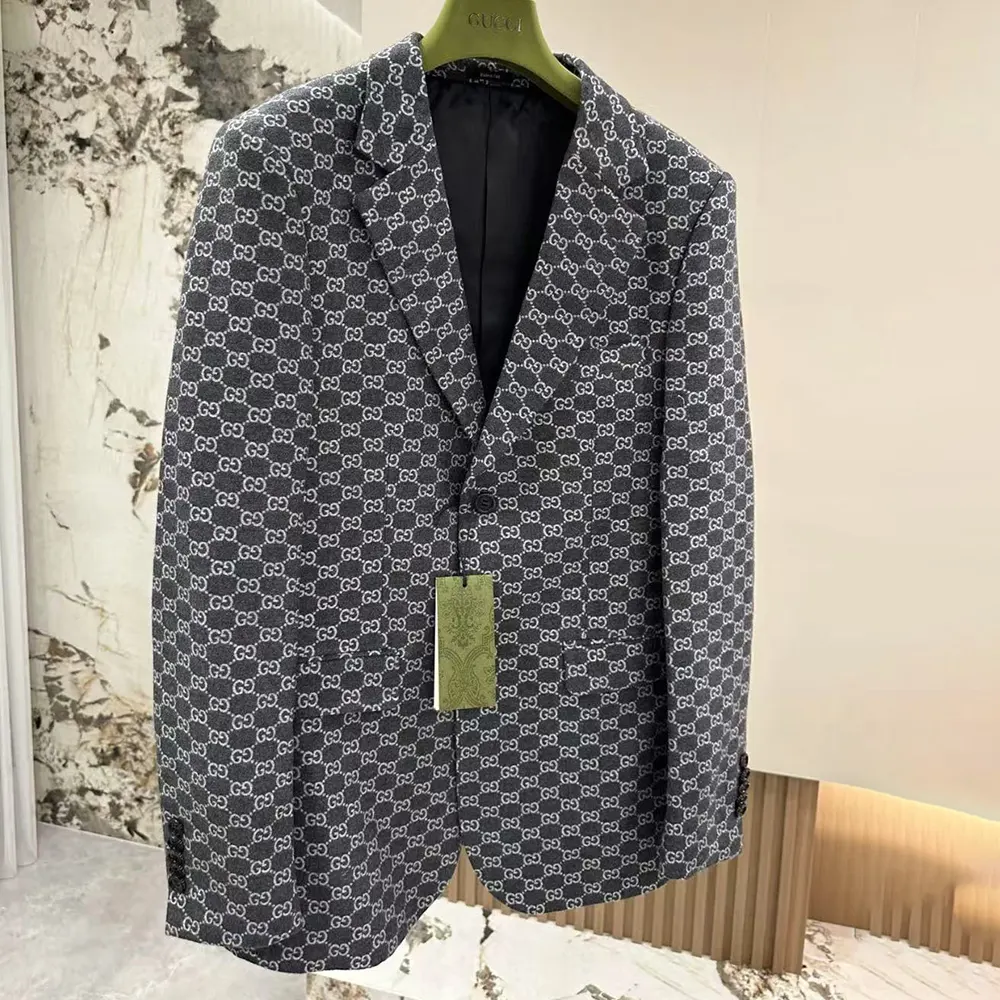 Gucci Men Gucci Classic Silver Wool Blazer
