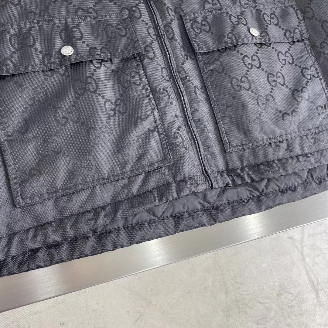 Gucci Men Gucci Off The Grid Hooded Jacket Black GG ECONYL Regenerated Nylon