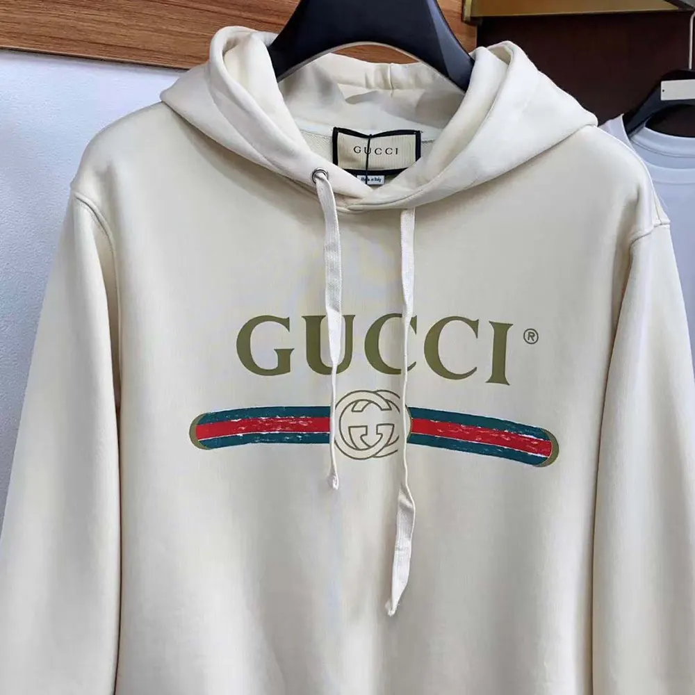 Gucci Men GG Cotton Jersey Sweatshirt Gucci Print-White