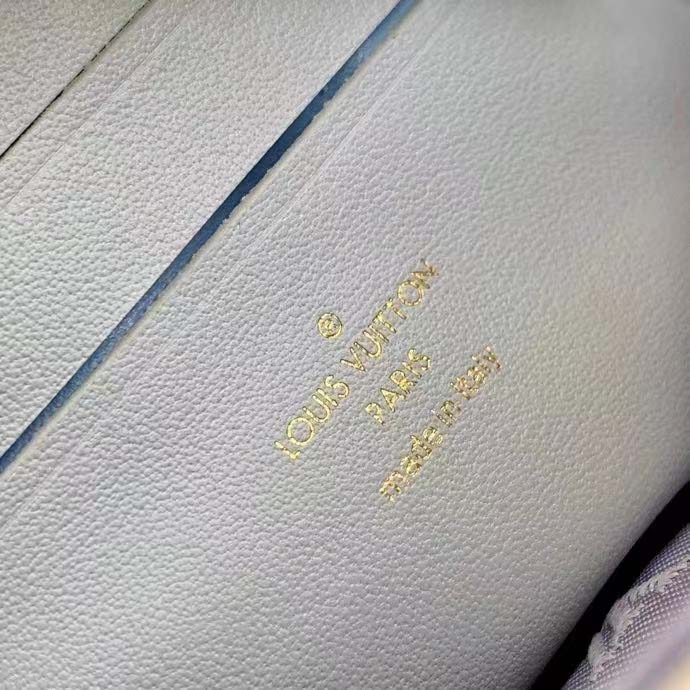 Louis Vuitton LV Women Wallet On Strap Bubblegram Blue Monogram Embroidered Quilted Calf