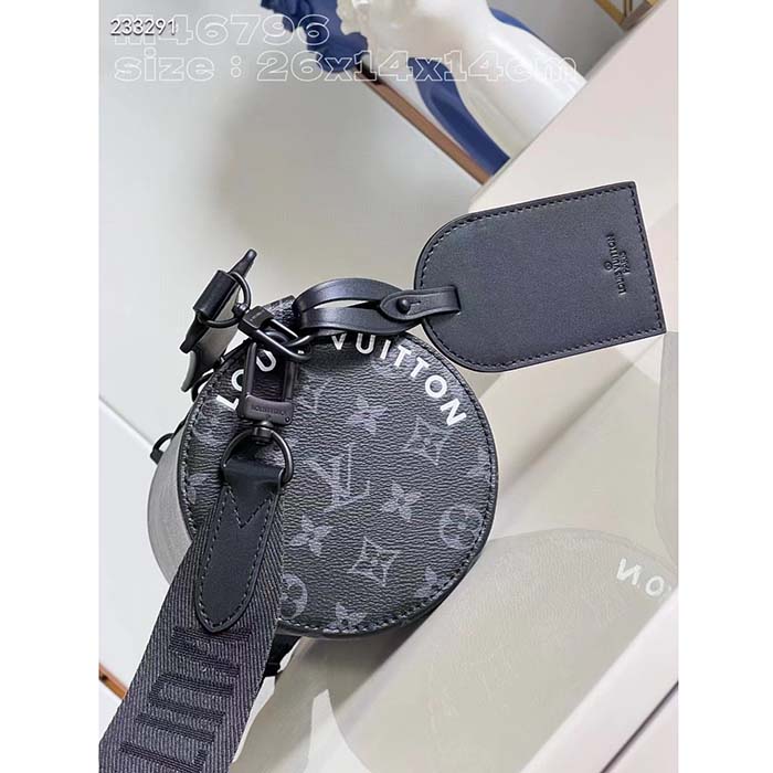 Louis Vuitton LV Unisex Soft Polochon PM Monogram Eclipse Coated Canvas Cowhide Leather