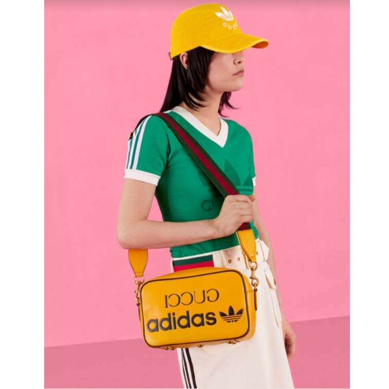 Gucci Unisex Adidas x Gucci Small Shoulder Bag Yellow Leather Interlocking G