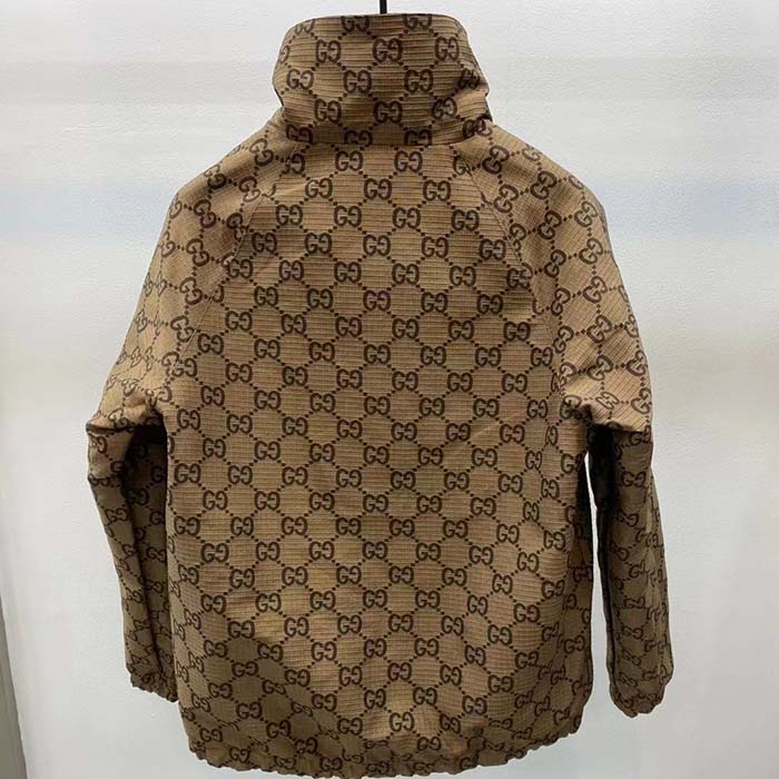 Gucci Women Reversible Poplin Jacket Black Polyester Piping Green Red Beige Ebony GG Canvas