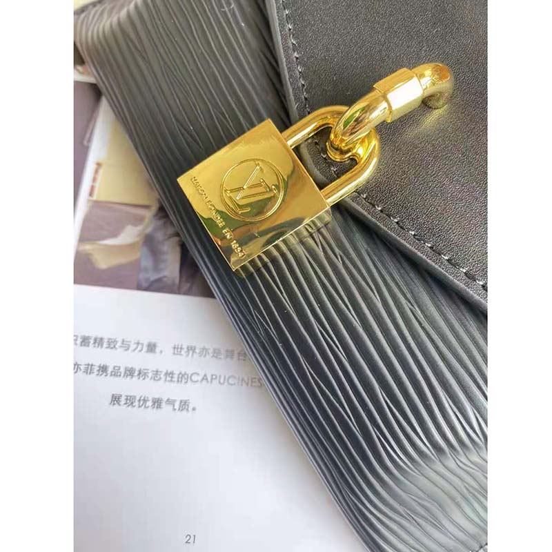 Louis Vuitton LV Women Padlock On Strap Bag Black Epi Embossed Grained Cowhide Leather