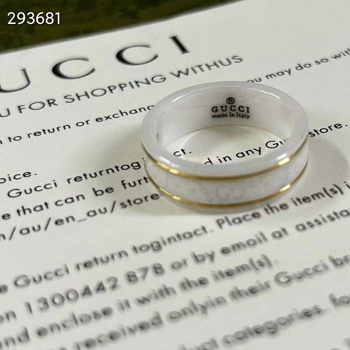 Gucci Unisex Icon Ring Yellow Gold Interlocking G 18k Yellow Gold White Zirconia