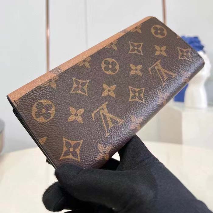 Louis Vuitton LV Unisex Sarah Wallet Monogram Reverse Coated Canvas Cowhide Leather
