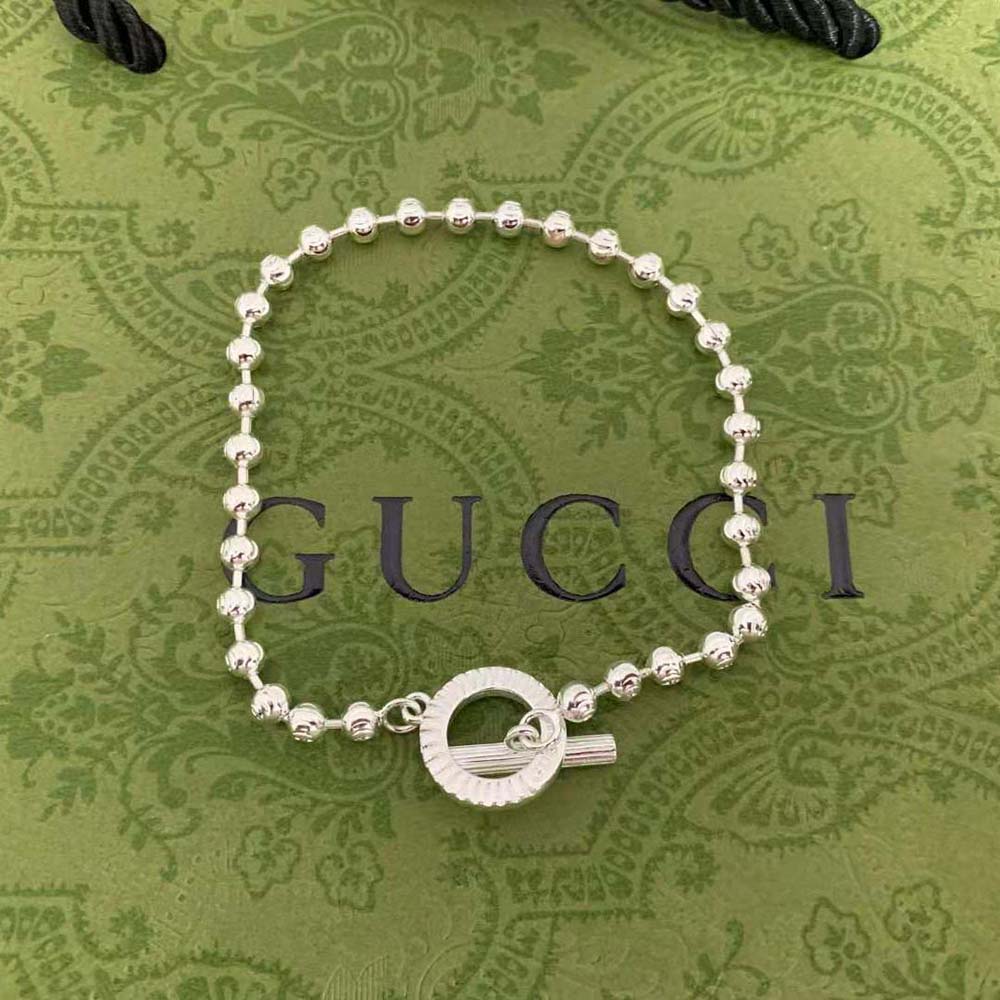 Gucci Unisex Silver Boule Chain Bracelet