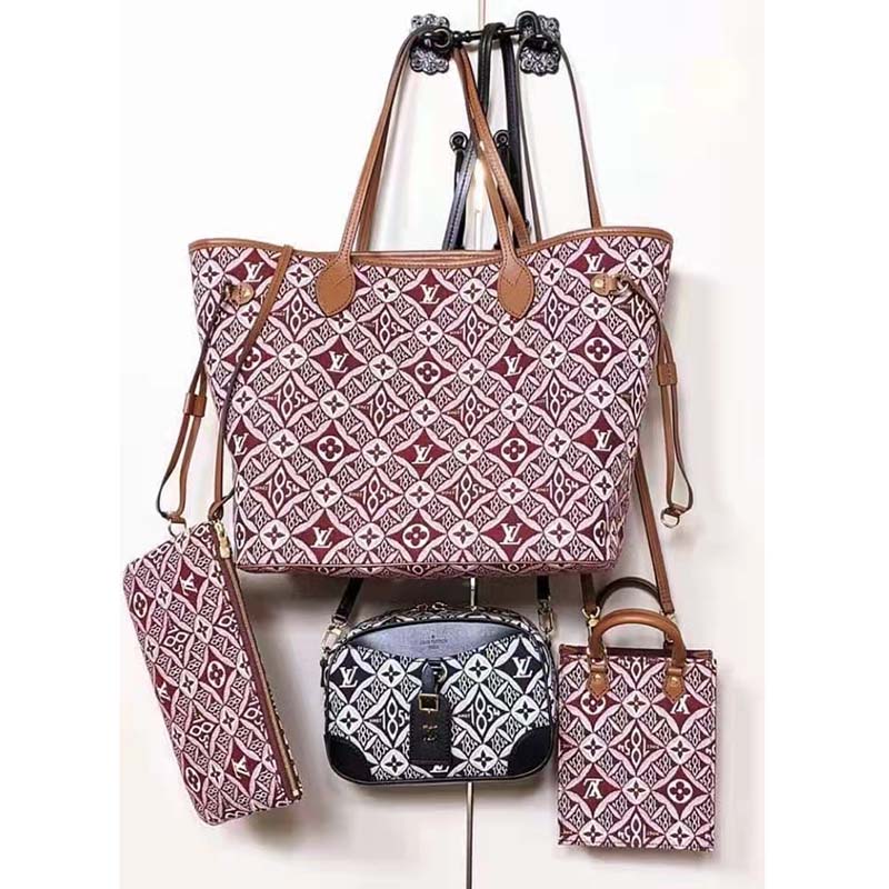 Louis Vuitton LV Women Since 1854 Neverfull MM Tote Red Monogram Flowers Canvas