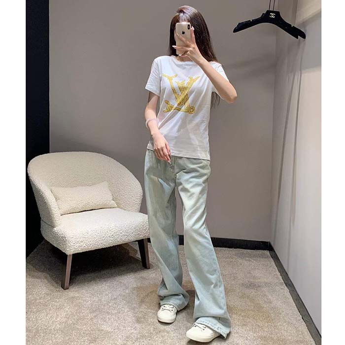 Louis Vuitton Women Nautical LV T-Shirt Cotton White 1AFMZ4