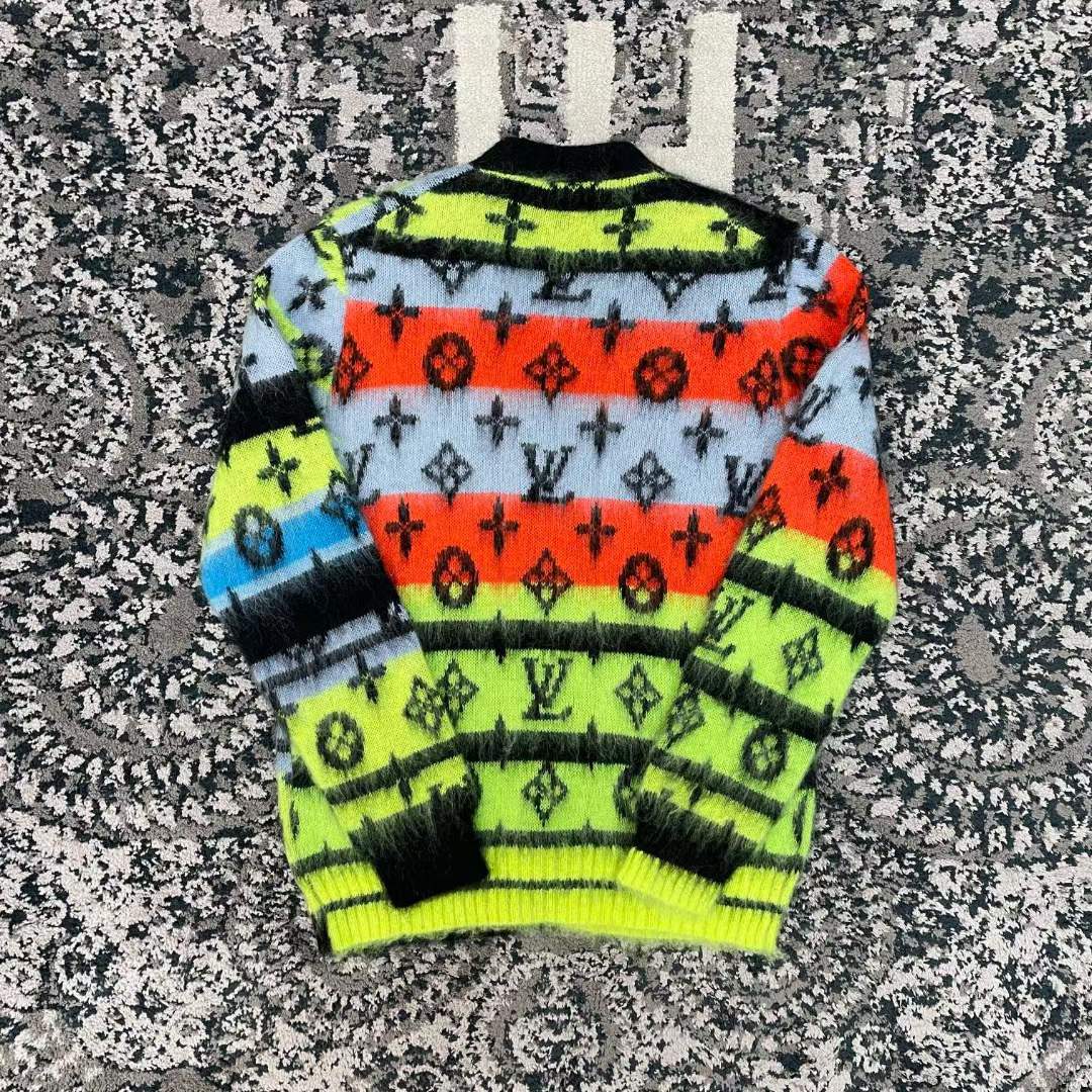 Louis Vuitton LV Women Monogram Black Lime Mohair Cardigan Multicolor Regular Fit