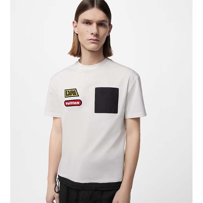 Louis Vuitton Men Hybrid Cotton T-Shirt Regular Fit LV Silk Label Milky White Cotton