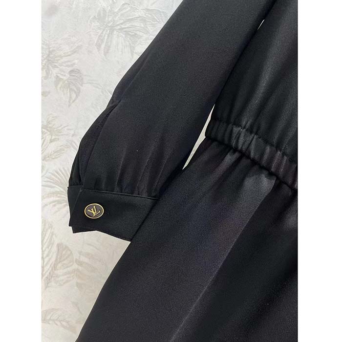 Louis Vuitton Women LV Shirt Dress Polyester Black Regular Fit