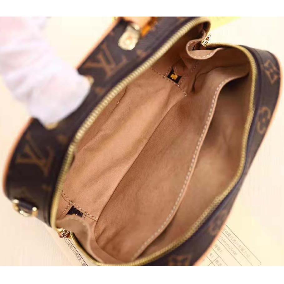 Louis Vuitton LV Women Valisette BB Handbag in Monogram Canvas with Natural Cowhide Leather-Brown