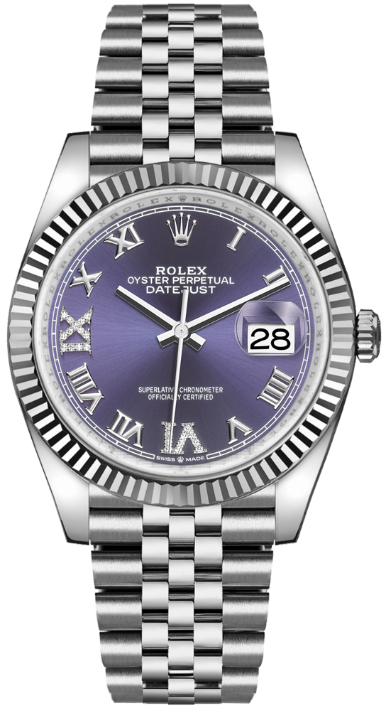 Rolex Datejust 36 Aubergine Dial Fluted Bezel Women's Watch 126234-0021