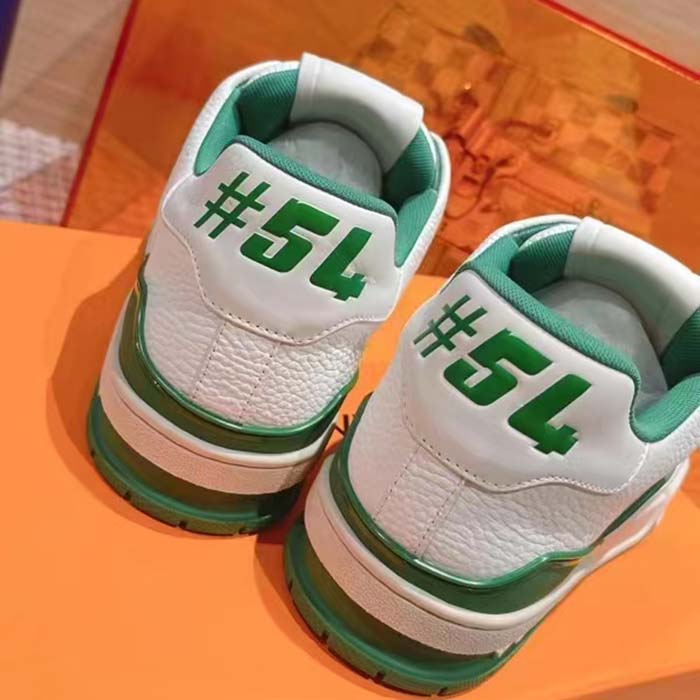 Louis Vuitton Unisex LV Trainer Sneaker Green Grained Calf Leather Rubber Initials