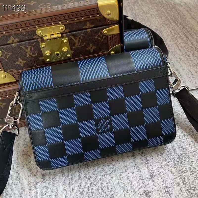 Louis Vuitton LV Unisex Studio Messenger Blue 3D Damier Infini Cowhide Leather