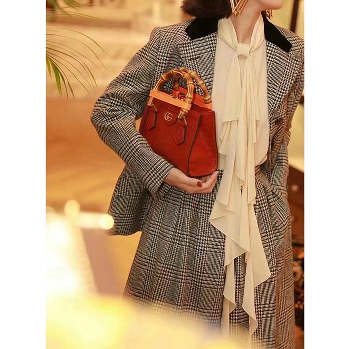 Gucci Women GG Prince Wales Check Pleated Skirt Black White Wool Button Closure