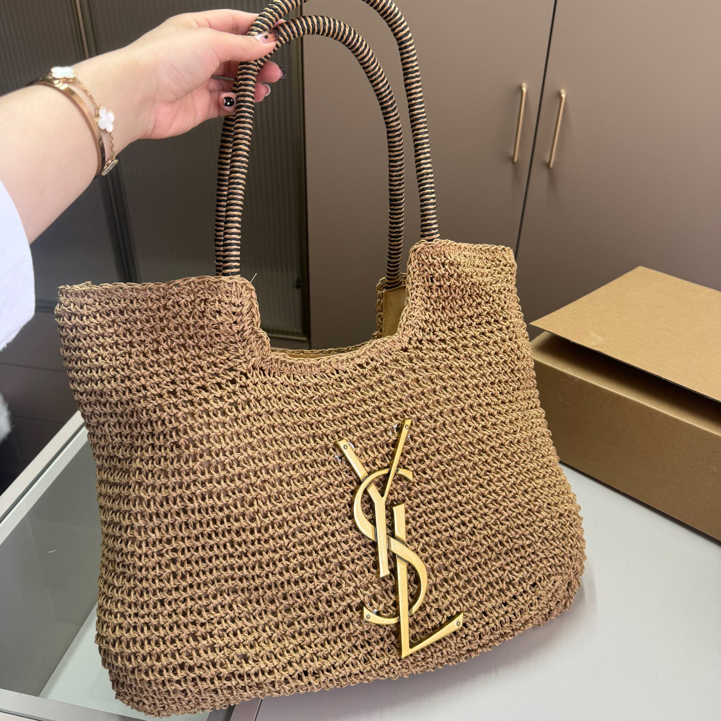 YSL Summer Fashion Straw Tote Bag 0724041109