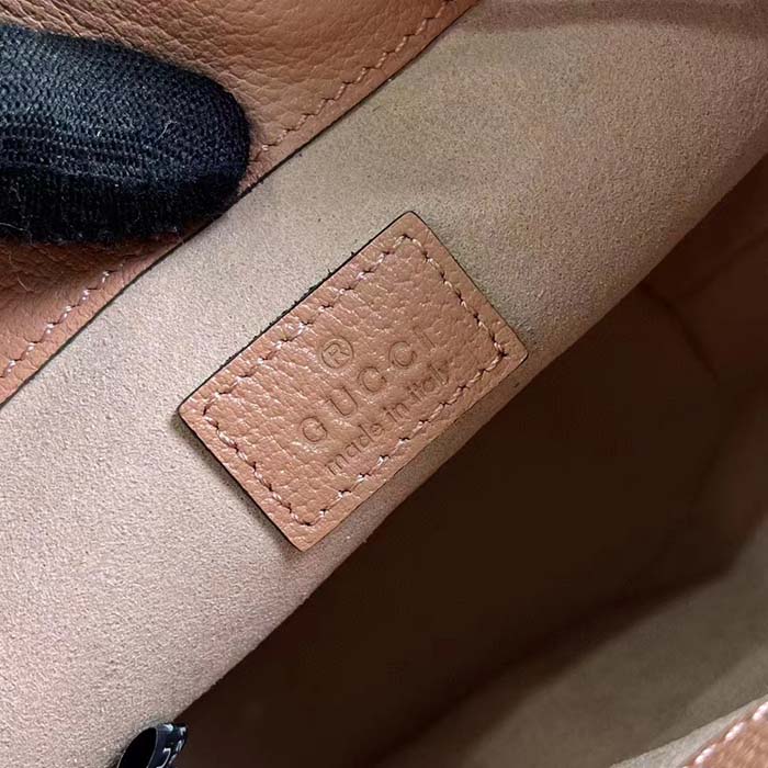 Gucci Women Ophidia Mini GG Bucket Bag Pink Canvas Leather Drawstring Closure