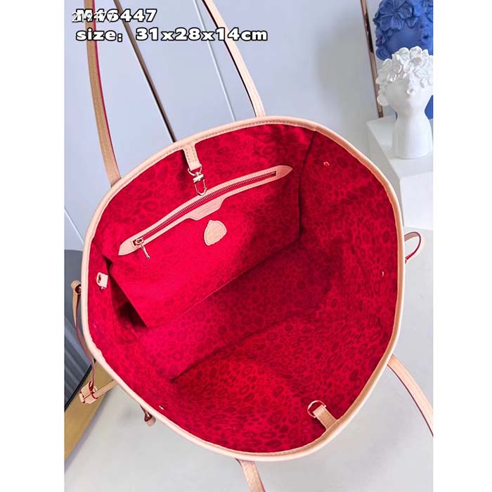 Louis Vuitton LV Unisex LV x YK Neverfull MM Monogram Coated Canvas Faces Print Embroidery