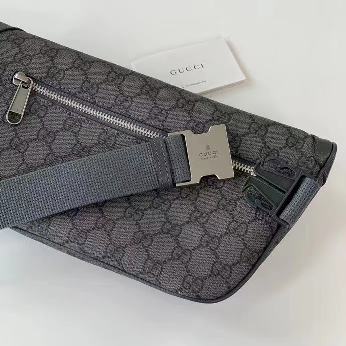 Gucci Unisex GG Ophidia Belt Bag Grey Black GG Supreme Canvas Leather Double G