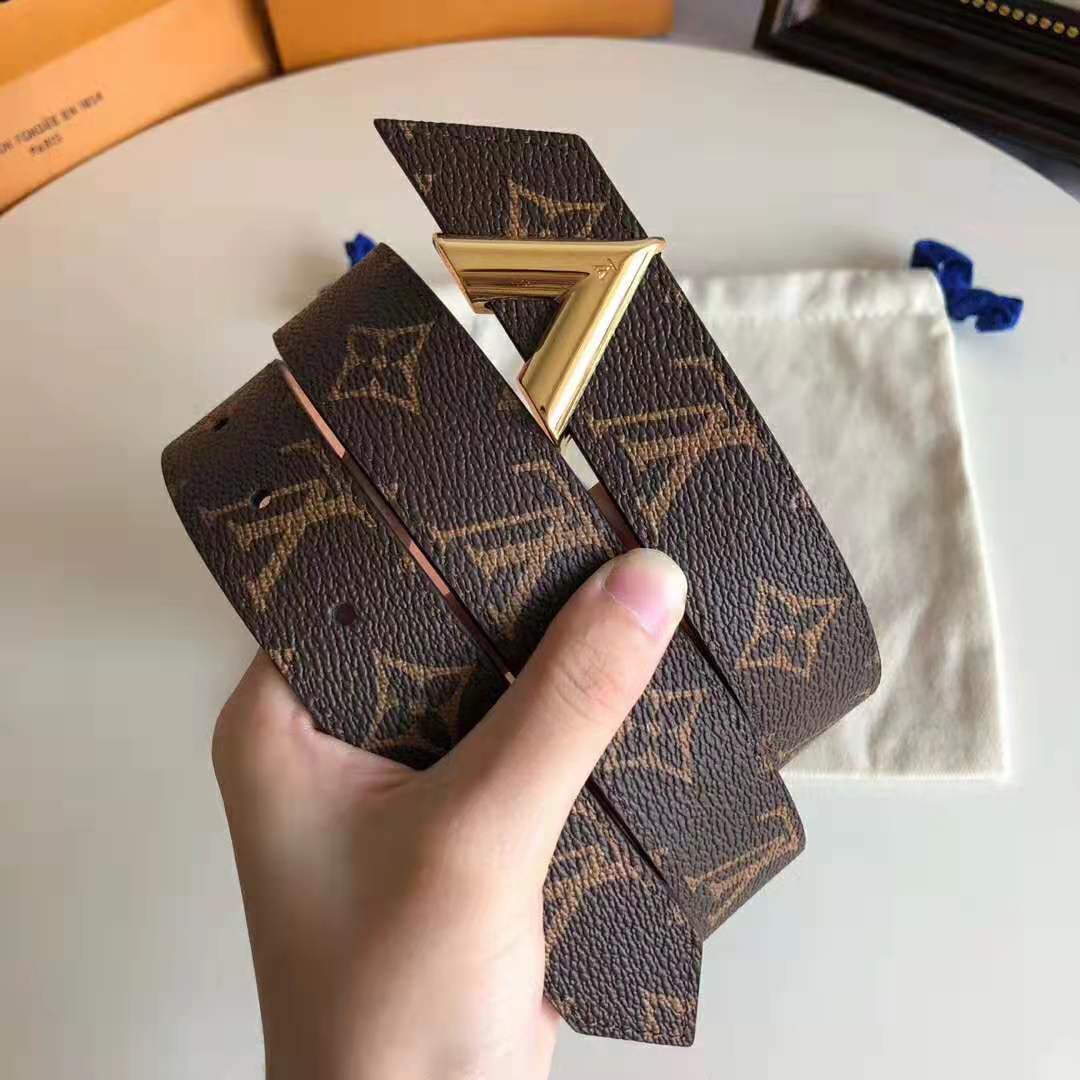 Louis Vuitton LV Unisex V Essential 30mm Belt in Monogram Canvas and Calf Leather