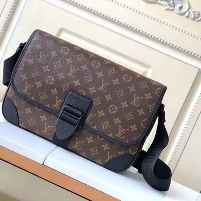 Louis Vuitton LV Unisex Archy Messenger MM Bag Monogram Macassar Coated Canvas