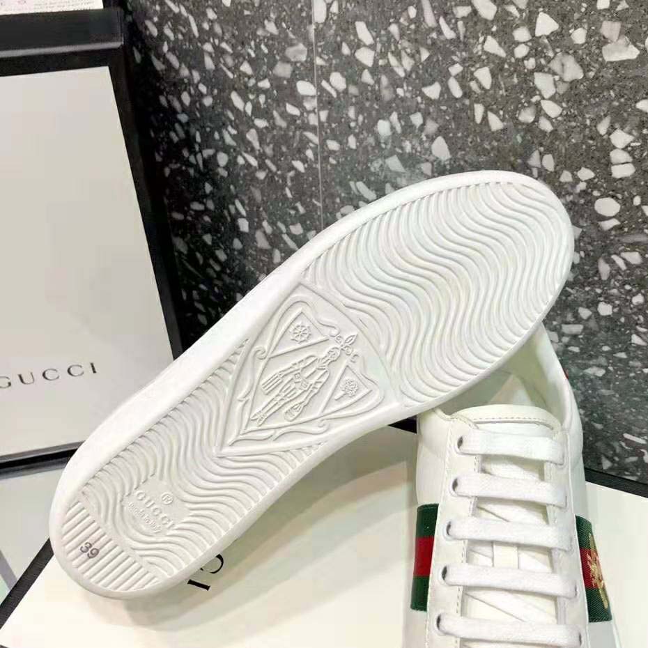 Gucci Men Ace Embroidered Sneaker Bee in White