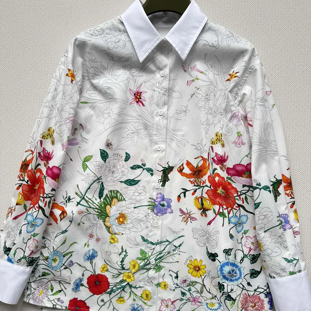 Gucci Women Printed Cotton Poplin Shirt 835947Z7AS6