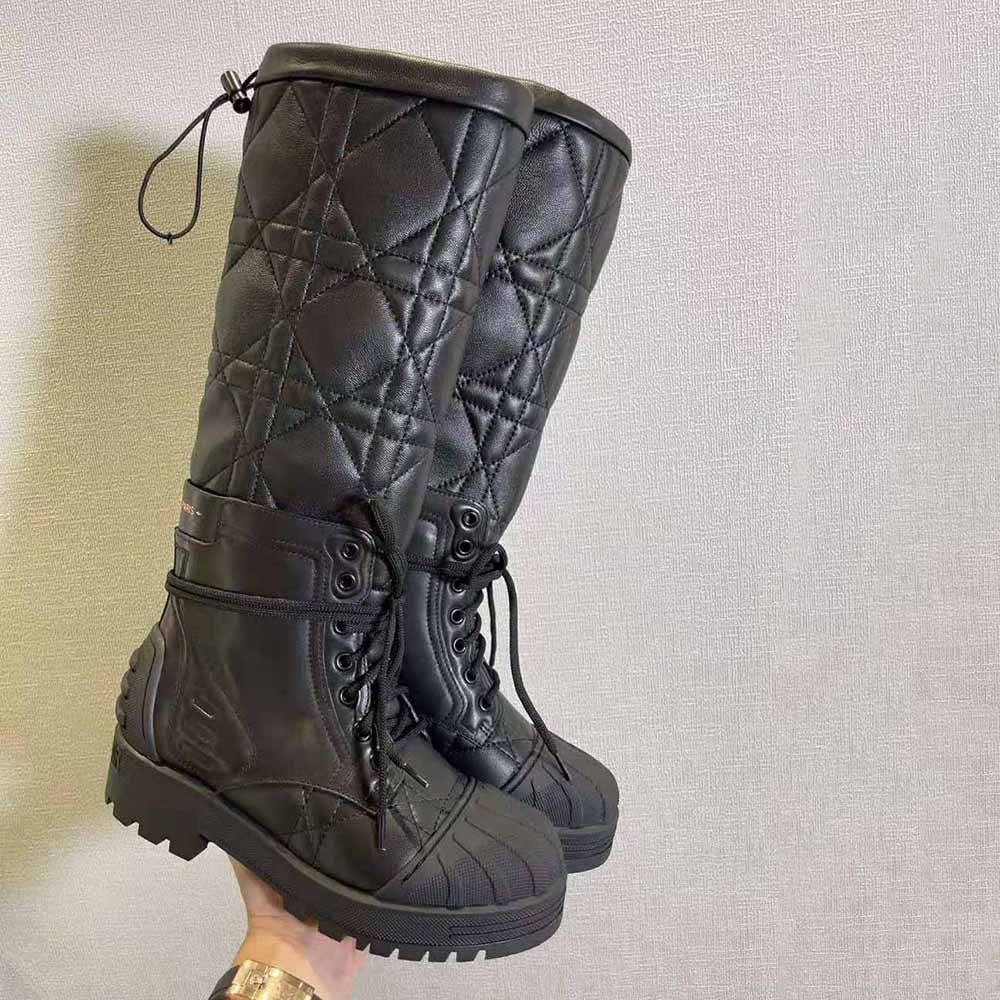 Dior Women Dioriron Boot Black Quilted Cannage Calfskin
