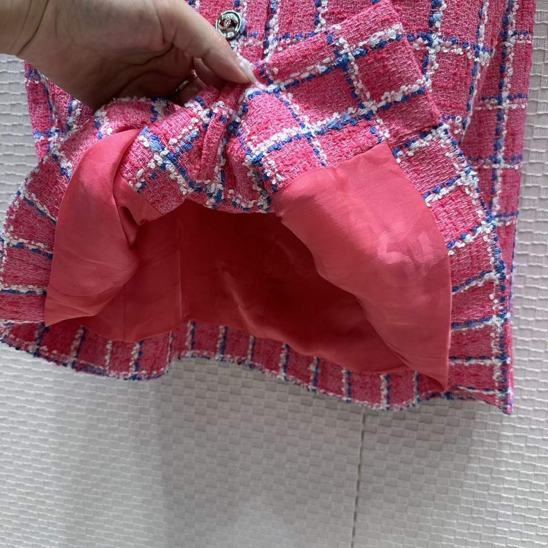 Chanel Women CC Dress Tweed Pink Blue White Ref. P76664 V68503 NU756