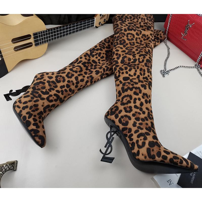 New Fashion Leopard Pattern High Heel Boots 1023121407