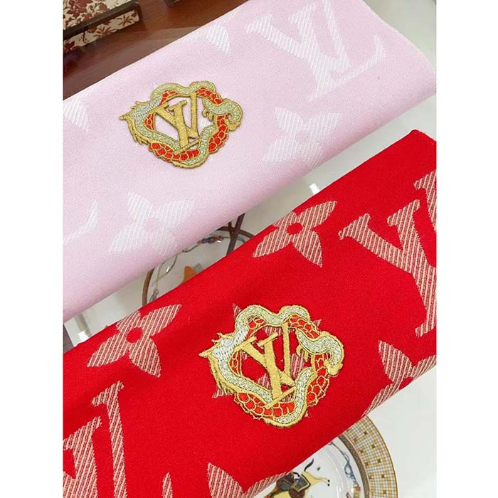 Louis Vuitton Unisex Precious Dragon LV Essential Scarf Pink Wool M79522