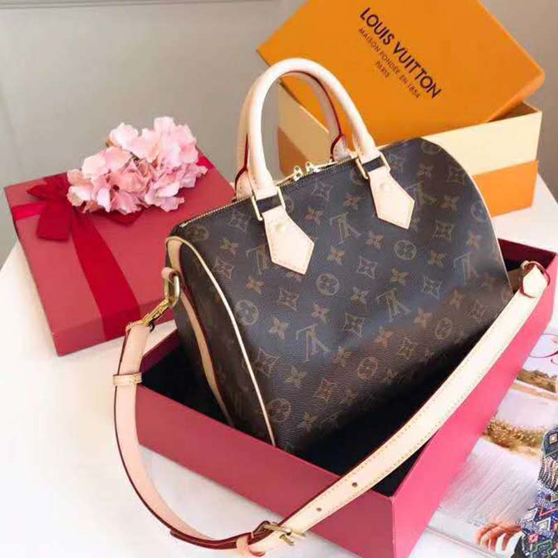 Louis Vuitton LV Women Speedy Bandoulière 25 in Signature Monogram Canvas-Brown