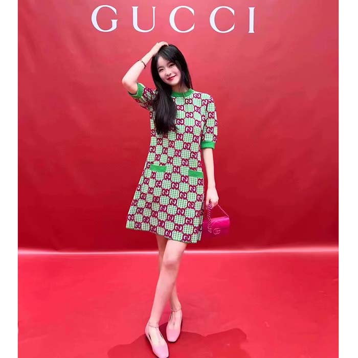 Gucci Women GG Ballet Flat Double G Pink Leather Sole Flat 1 Cm Heel