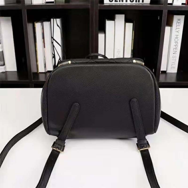 Chanel Women Backpack in Embossed Grained Calfskin Leather-Black