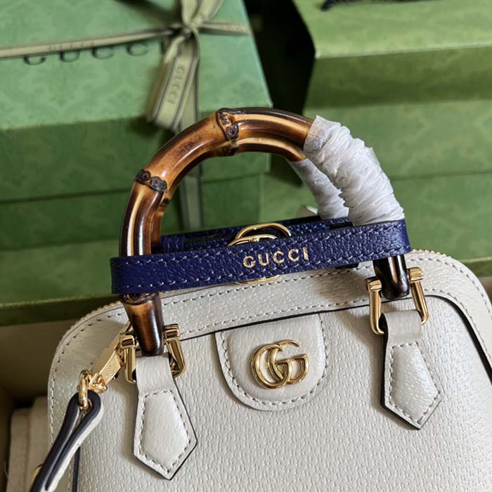 Gucci GG Women Gucci Diana Mini Tote Bag White Leather Double G