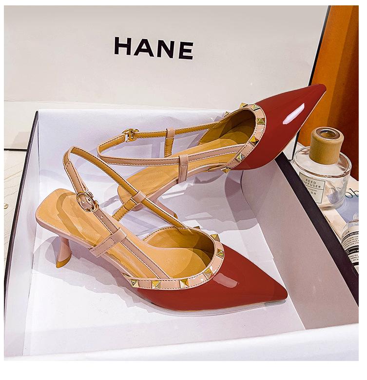 New style rivet buckle pointed toe high heels 1024022102