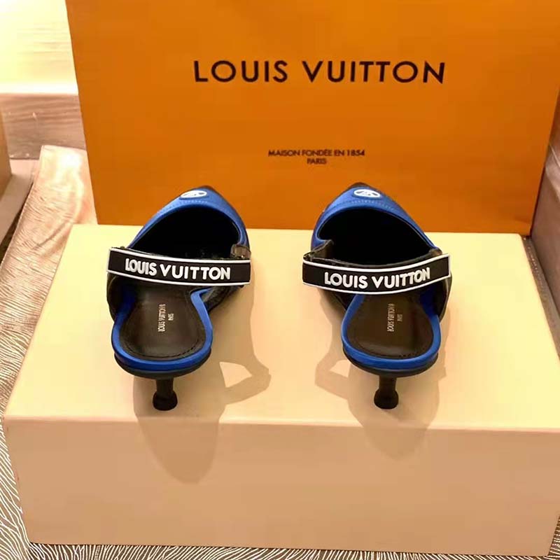 Louis Vuitton Women Archlight Slingback Pump Blue Technical Satin Calf Leather