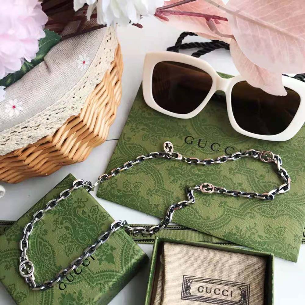 Gucci Women Silver Necklace with Interlocking G