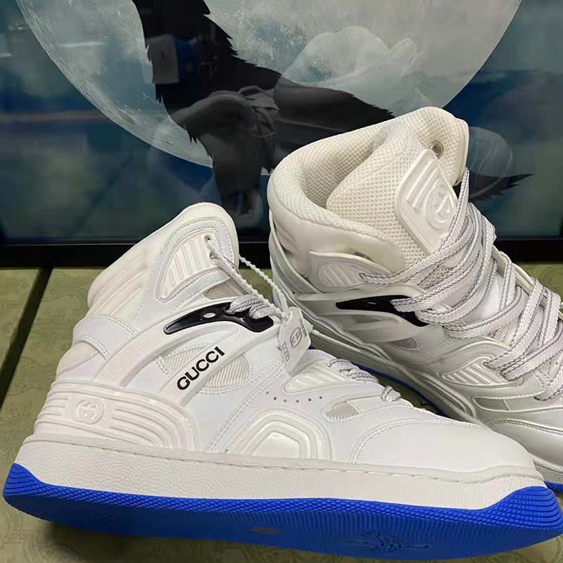 Gucci Unisex GG Gucci Basket Sneaker White Demetra Rubber Interlocking G Patch